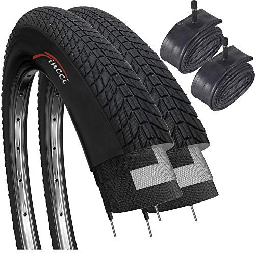 Fincci Coppia Copertoni 20 x 1,75 Pollici - con 2x Camera d'Aria Schrader, Pneumatico per Bmx bambino bici, Kids Mtb Elettrica Bicicletta 47-206, Confezione da 2 accessori mtb