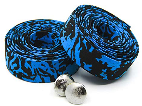 YAVO-EU Nastro per Manubrio Soft Bici Road Bike Bicicletta con tappi di chiusura plastica (mimetico blu e nero)