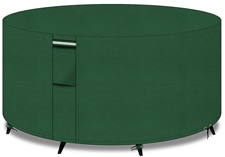 PATIO PLUS Garden Heavy Duty Table Covers Round Outdoor, 600D Oxford Fabric Circular Patio Set Table Cover, Garden Furniture Set Cover Waterproof, Windproof, Anti-UV, 200x80cm, Green