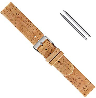 Uhrbanddealer Uhrenarmband Unisex 14-22mm, Ersatzband Vegan, Material Kork matt, Set 520000
