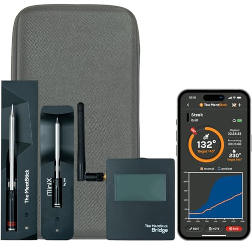 The MeatStick & MiniX WiFi Bridge Combo Fleischthermometer Set I WiFi Combo MeatStick und MiniX inkl. WiFi Bridge, Ladegeräte und Tasche I kabellose Thermometer Grillzubehör