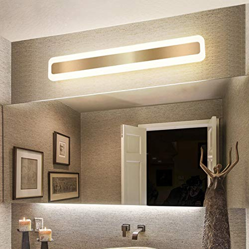 Wandleuchte Spiegelleuchte Modern LED Badezimmer Lampe, Minimalistisch Rechteck Deckenleuchte Schlafzimmer Leselicht, Make-up Licht, Büro Küchen Korridor Flur Treppen Leuchte, IP44, 80cm, Warmes Licht