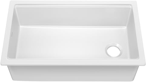 KRAUS Turino 33-inch Fireclay Workstation Drop-In/Undermount Single Bowl Kitchen Sink in Gloss White, KFDW1-33GWH