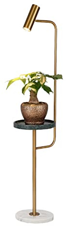 LANMOU Gold Stehlampe, LED Standlampe mit Ablage, Marmor Desktop Standleuchte mit Warmweiß und Neutralweiß und Kaltweiß, Modern Standleuchte für Wohnzimmer, Schlafzimmer und Büro, Terrasse