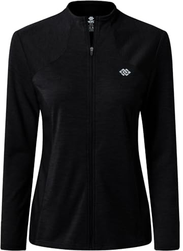 MoFiz Chaqueta Deportiva Mujer Sudadera Ligera de Manga Larga Transpirable con Cremallera Completa Cuello Redondo sin Capucha Running Fitness Yoga