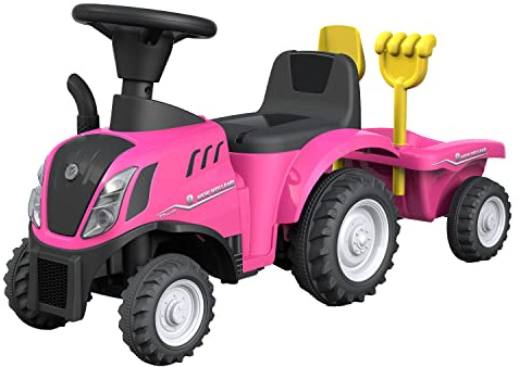 TURBO CHALLENGE - New Holland Traktor – Rosa – 119208 – Lauflernhilfe – 91 cm x 30 cm x 44 cm – Kunststoff – Batterien Nicht im Lieferumfang enthalten – ab 12 Monaten