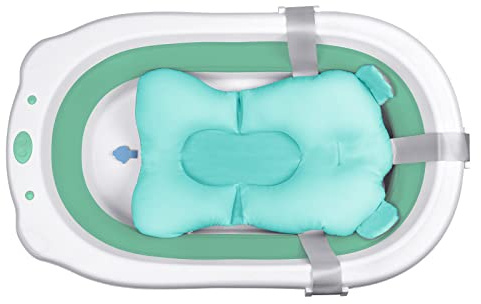 VA-Cerulean Badewanne Faltbare mit Abnehmbarem Kissen,Grün,Platzsparend,Utschfest,Kunststoffbadewanne,Reisebadewanne,Klappbadewanne für Baby,Neugeborene,Kinder von 0-8 Jahre