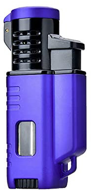 BIGWHEAT88 Briquet Torche Portable Butane Triple Jet Flammes Bleues Conception de Couleur Dégradée avec Serrure Coupe-feu pour Barbecue Cigare sans Gaz,Royal,85 * 37 * 23mm