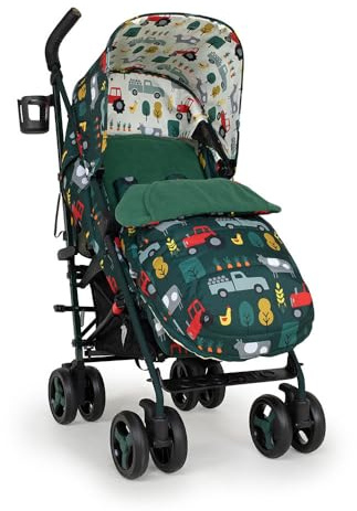 Cosatto Supa 3 Pushchair with Footmuff – Lightweight Stroller from Birth to 25Kg - Easy, Compact, Umbrella Fold, Large Shopping Basket, Carry Handle Footmuff (Old Macdonald)