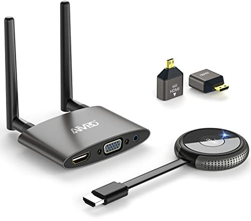 Wireless HDMI, 5G/4K-Ausgang Wireless HDMI Sender & Empfänger,Funkübertragung HDMI1/VGA Dual Screen Video/Audio von Laptop/PC/Kamera/Kabelbox auf HDTV/Projektor/Monitor,TikTok/YouTube/Netfix,164FT/50M
