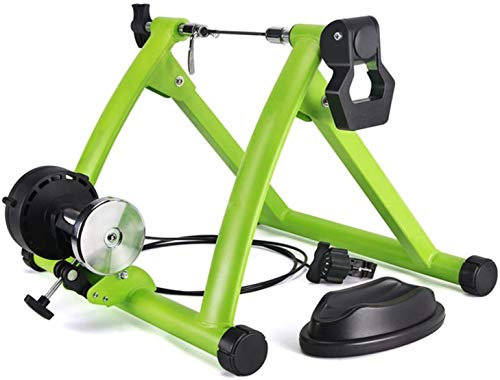 BAtlam Rollentrainer für Fahrräder, Fahrradtrainer, Heimtrainer klappbar, bis 150 Kg belastbar, aus Stahl, Inkl. Vorderradstütze (mit magnetischem Widerstand), für 26-28 Zoll, grün