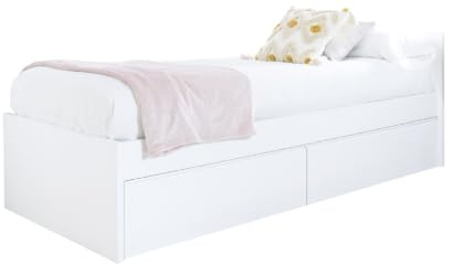 Bainba Cama con cajones Juvenil Blanco - Piecero bajo (105 x 200)