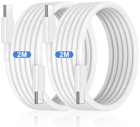 USB Typ C Kabel 2M, 2Pack iPhone 16 15 Pro Ladekabel Lang, USB C auf USB C Schnellladekabel, Fast Charging Cable for Apple iPhone 16/15 Plus/16 Pro Max,iPad Pro/Air/Mini,Samsung S24/S23 Ultra/S22/S21