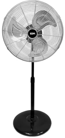 EDM Ventilatore da terra nero opaco 80 W Ø 50 cm Industriale