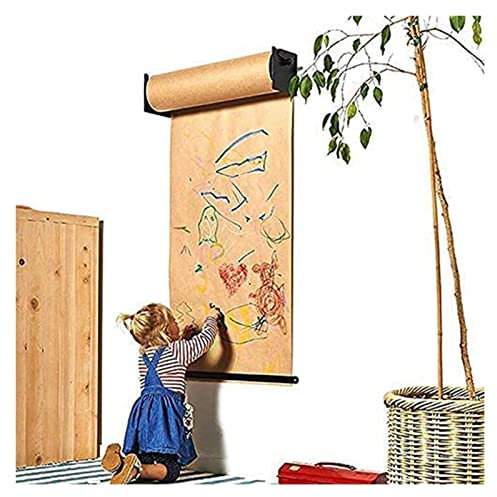XNYXLPP Wandmontiertes Kinder-Doodle-Zeichenbrett, Bekleidungsgeschäft, Metzgerei, Papierrollenhalter – höhenverstellbar, inklusive 50 Meter Langer brauner Kraftpapierrolle (Steel Frame Wide)