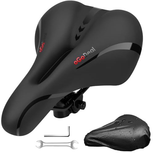 Fahrradsattel, oGoDeal Fahrradsitz lau für Herren Damen, Ergonomisch Breiter und Atmungsaktiv MTB Sattel, für Cityrad Mountainbike Rennrad E-Bike, mit Werkzeug zur Montage(Rot)