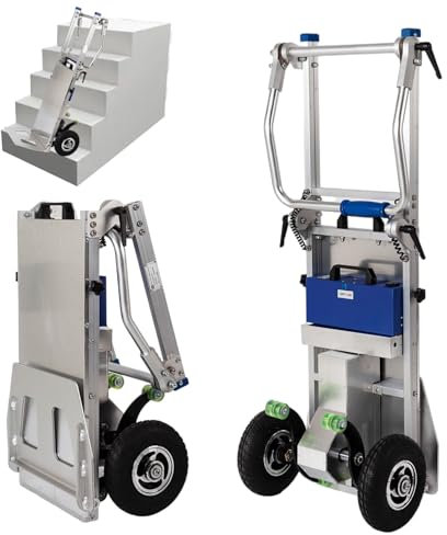 flatpincololee Upgrade Folding Hand Truck Electric Stair Climber with Removable 48V Battery, 10-60 steps/min, 400W Brushless Motor, Max Load 440 lb, Material Transport Equipment