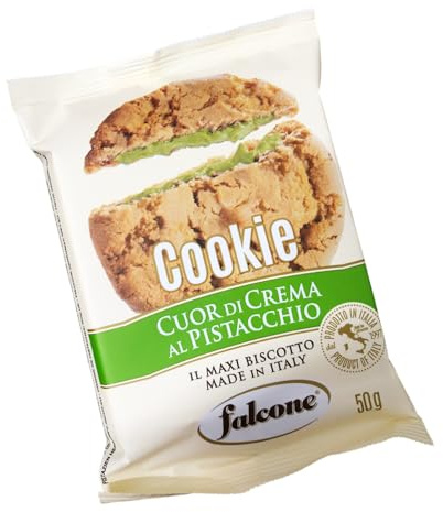 Falcone Cookies Cuor di Crema al Pistacchio Expo Bar 13 pz Maxi Biscotti da 50 gr Made in Italy per La Colazione