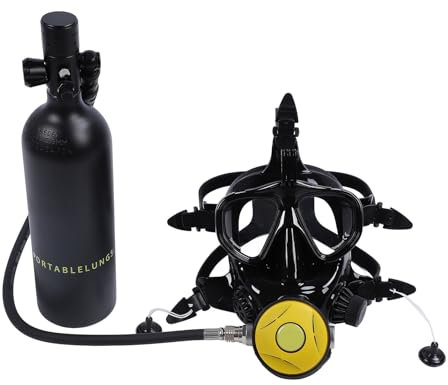 Garsent Bouteille de Plongée avec sous-Masque, Mini Bouteille de Plongée 1 L, Petite Bouteille de Plongée avec Lunettes de Plongée Intégrales, équipement de Plongée à Respiration Simple,