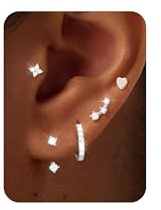 ZHESHY 5 Paar Ohrringe Silber 925 Set Für Damen Kleine Ohrstecker | 14k Vergoldet Creolen 925 Set,Stapelbar Hypoallergen Stecker,Ohrringe Schmuck Helix Piercings Ohr Für Mehrere Ohrlöcher