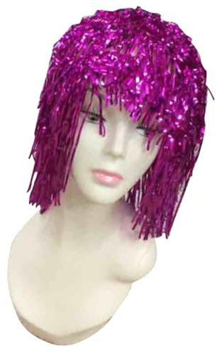 LIFKOME Glitzernde Party-kostümperücke Mit Violettem Lametta Schimmerndes Folienhaar Für Fasching Karneval Und Maskenball Auffälliges Zubehör Für Punk Halloween-kostüme