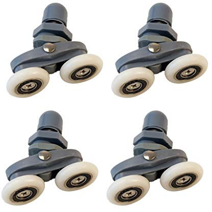 Lot de 4 roulettes réglables en nylon pour porte coulissante de cabine de douche Gris