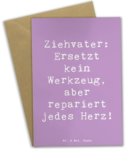 Mr. & Mrs. Panda Klappkarte Spruch Ziehvater Herzreparatur - Geschenk, Glückwunschkarte, glückwunschkarten, handgemacht, Mentor, Familienmitglieder, hochzeitskarten, Vaterrolle, Beschützer, Stiefvater