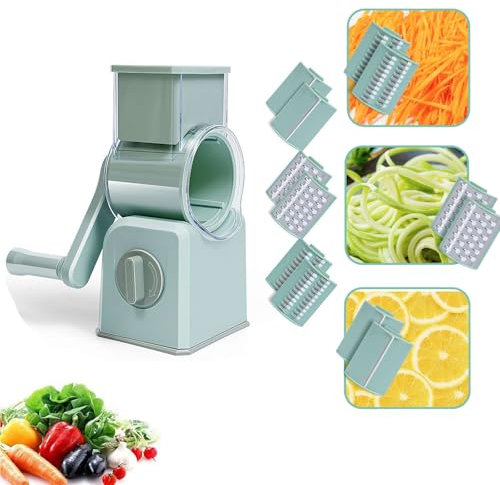 Râpe à fromage rotative 3 en 1, râpe à fromage, râpe à fromage, râpe à main, râpe à fromage à large ouverture, hachoir à fromage, râpe à fromage, trancheuse de cuisine pour fromage de fruits (vert)