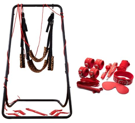 LDOZ BDSM-Sexschaukelständer, Bondage-Sexschaukel für Erwachsene mit Ständer, 360-Grad-Drehschaukelset für den Innenbereich, Sexspielzeug für Erwachsene(Set 2)