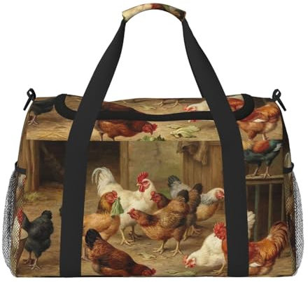 WSHFFILO Sac de voyage à bandoulière avec imprimé poulet rôti, Noir , Taille unique