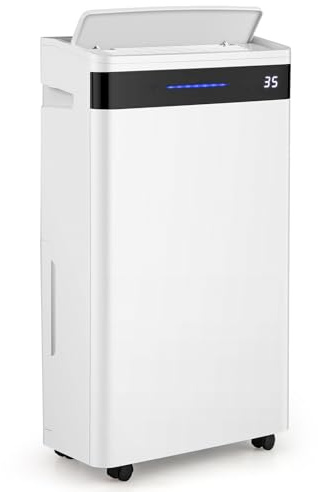 GOPLUS Déshumidificateur d'air 28,5L/Jour 4 Modes Réservoir 5,5L | Déshumidificateur Portable avec roues, Hygrostat Réglable 30%-80%, Minuterie 0-24H, pour Chambre et Salon Jusqu'à 35m²