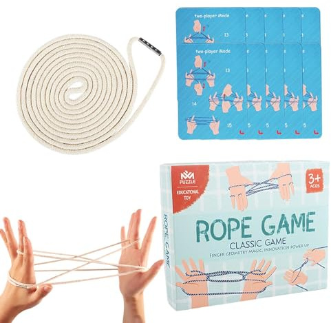 Fruusv Finger String Game, Han Interactive Rope Toy, Classic Cats Cradle Game, Sturdy Design, Portable Travel Toy, Perfect for Indoor, School, and Outdoor Fun (10.5 x 8.5 x 2.2 cm)