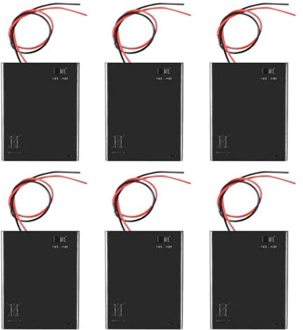 hrsyyl 6pcs 4X AAA Battery Holder 6V AAA Battery Holder with ON Off Switch 4X 1.5V Batteries Charger Holder Spring Clip Storage Box Cell Cable