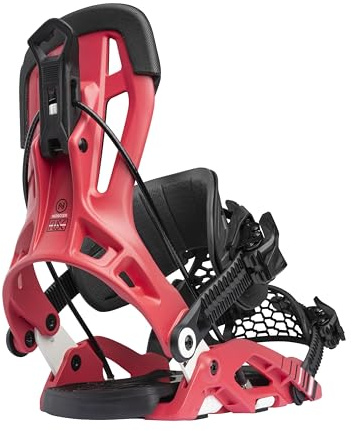 Nidecker Flow Fuse Hybrid - Fijaciones para tabla de snowboard (doble entrada con correa híbrida y base de nailon reforzado con fibra de vidrio, talla XL), color carmesí