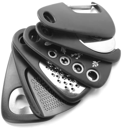 Ujjdwiurgh Kitchen Gadgets Set, Space Saving, Cheese Grater, Bottle Opener, Fruit Vegetable Peeler, Pizza Cutter, Garlic Grinder