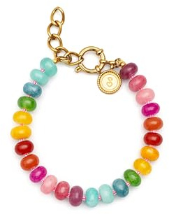 SINGULARU - Pulsera Bloom Stones. Acero con Baño en Oro de 18 Kt y Piedra natural. Joyas Para Mujer.