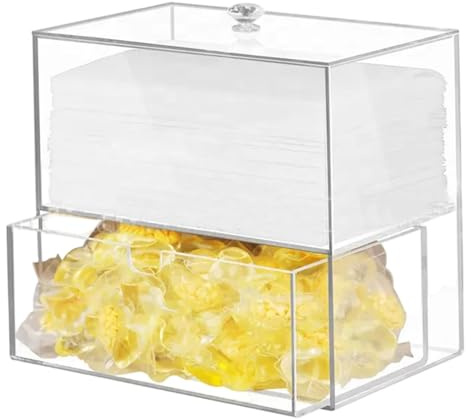 Acrylic Dryer Sheet Dispenser, 2-Layer Clear Laundry Room Organizer, Laundry Detergent Holder with Portable Lid for Organization, Holds Sheets, Balls, Clothes Pins