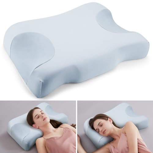 Royalisneeo Almohada de belleza para dormir de espalda, estómago y de lado, para dolor de cuello y hombros, almohada de espuma viscoelástica para antiarrugas y antiedad (estándar)