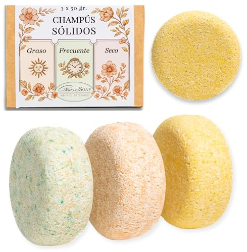 CABRERIZO SOAP Shampoo solido senza solfati e siliconi - Shampoo solido naturale x 3 pezzi da 50 g - Shampoo saponetta - Shampoo Solido capelli grassi, capelli secchi e uso frequente