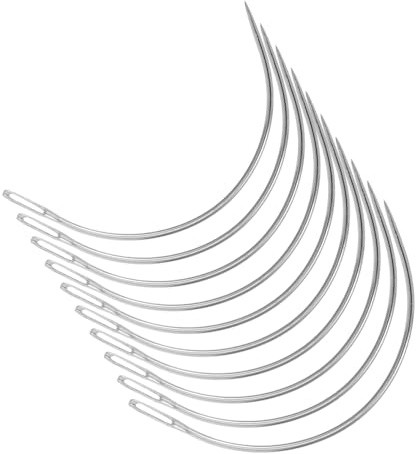 OFFIGAM 100piezas Aguja Forma De c Aguja Espiral De Coser Mano Profesional Para Tapicería Curvas Para Coser Mano Proyectos De Costura