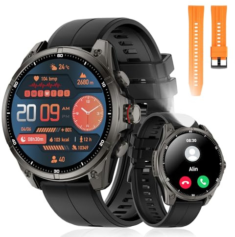 Rogbid Smartwatch da uomo con funzione telefonica, orologio fitness da 1,43 HD AMOLED, 5 ATM, impermeabile militare, GPS Smart Watches, fitness tracker con bussola, frequenza cardiaca, monitor del