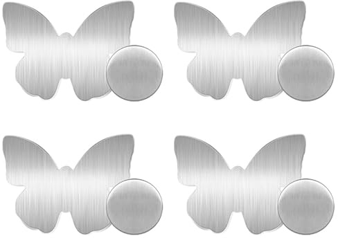 ZhouWei 4 Stück Tischdeckenbeschwerer aus Edelstahl, Magnete Tischdeckengewichte Draußen ca.50g Extra Schwe Tischtuchbeschwerer Tischdeckenhalter für Gardinen Duschvorhang Kühlschrank (Schmetterling)