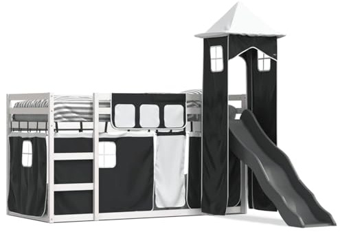 Gecheer White Solid Pine Wood Bunk Bed with Slide, Ladder & Guardrails - Suitable for Kids 6+ bed Model3284209