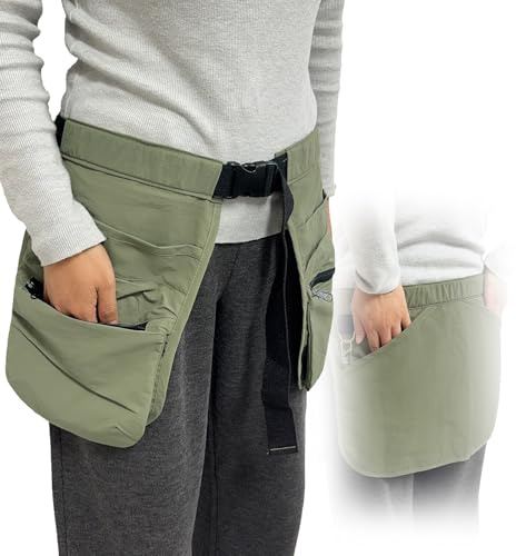 EHERDM Waist Tool Apron Multi-Pocket Tools Belt with 2Pcs Hanging Buckles Heavy Duty Dog Training Aprons Multifunctional Waist Bag for Outdoor Activities Green
