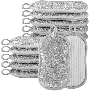 hommova 12 Pcs Washing Up Sponges, Reusable Dish Dual Sided Sponge for Dishwashing Dishes Cutlery & More Kitchen Bathroom Cleaning