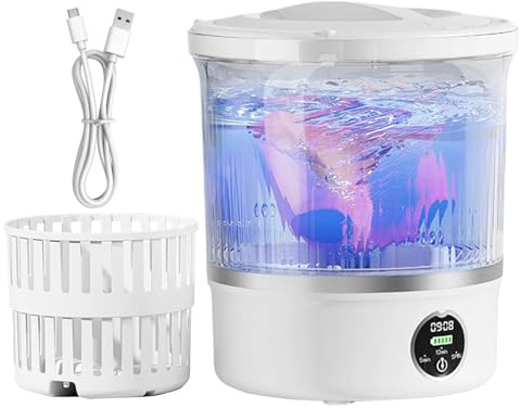 Lave-linge pour Sous-vêtements Drainage intégré Rechargeable Faible bruit | Mini Machine à Laver pour Appartement pour la Maison les Voyages le Camping Petit Linge Sous-vêtements Chaussettes