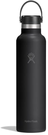 Hydro Flask – Standard Flex Cap 710 ml (24 oz) Bottle | Edelstahl, auslaufsicher, passend für Getränkehalter – Kalt 24 Std., heiß 12 Std. – Black