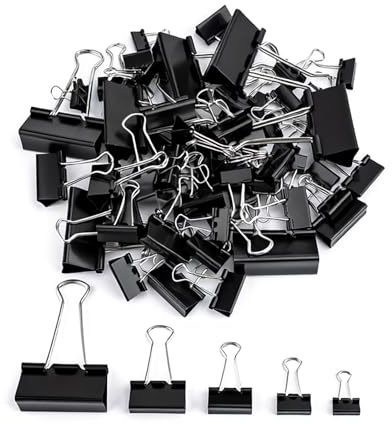78 Stk Büroklammern, Foldback Klammern 15mm 19mm 25mm 32mm 51mm | Verschlussclips Metallklammern, Heftklammern Metall Bulldog Clips, Papierklammern für Schule Bürobedarf Briefpapier