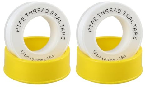 Rivvra 2 Rolls PTFE Tape Plumbers Tape, High-Density Teflon Thread Seal Tape for Pipe Fittings, Prevents Water Leaks on Shower Heads, Faucets and Plumbing Connections, White Color