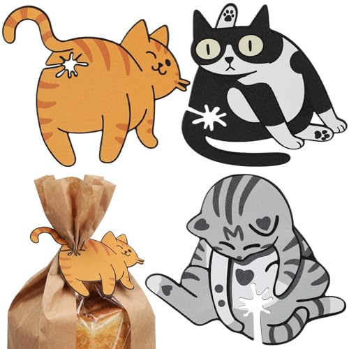 Sieral 3 Pcs Funny Cat Butt Bread Clip Metal Bread Clip Bag Sealer 3D Printed Bag Holder Cat Shaped Food Storage Holder for Kitchen Snack Pouch Organizer Kitty Lovers Gift Animal Accessories